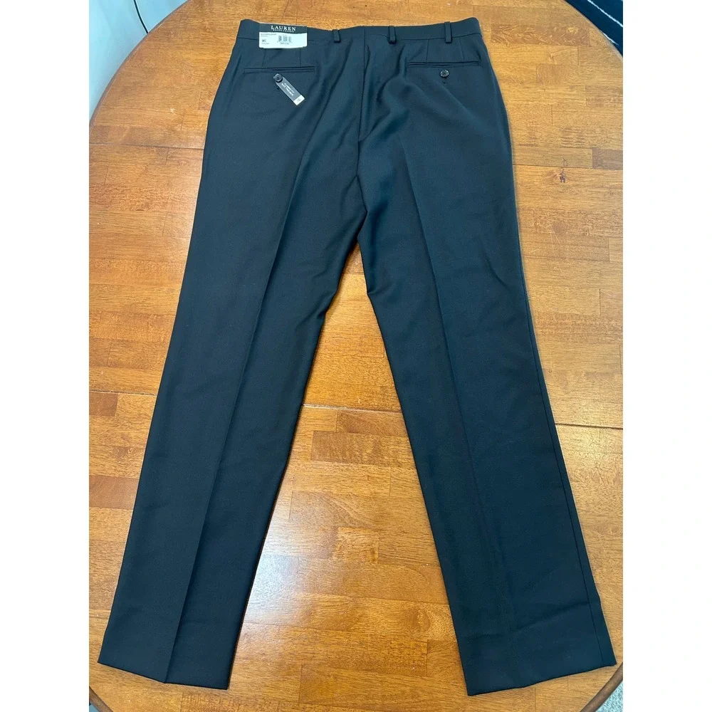 New Lauren Ralph Lauren Suit Trouser Mens 36x32 Black Ultraflex Edgewood